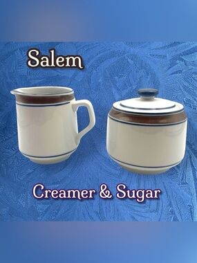 Vintage Salem Stoneware "Georgetown" Creamer and Sugar Bowl